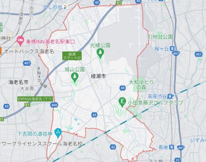 神奈川県綾瀬市の地図