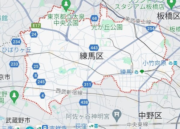 東京都練馬区の地図