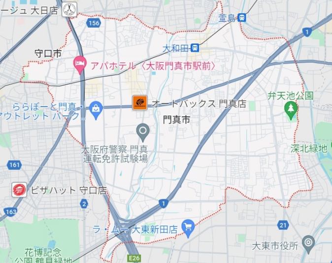 大阪府門真市の地図