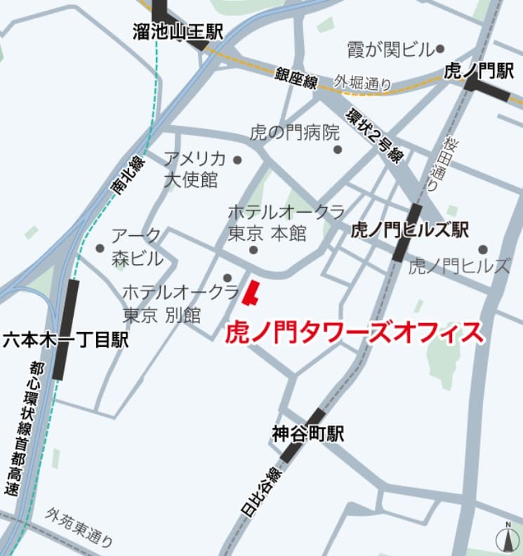 高田万由子の実家跡地にある虎ノ門タワーズオフィス地図