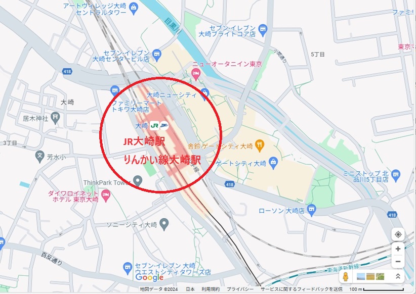 藤ヶ谷太輔の実家_目撃情報の多い大崎駅周辺マップ
