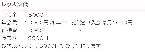 諏訪ミュージカルスクールのレッスン料