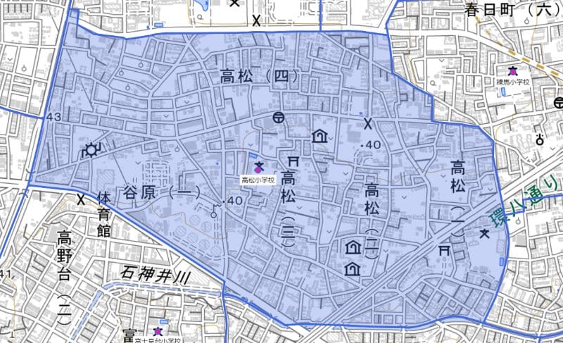 練馬区立高松小学校の校区