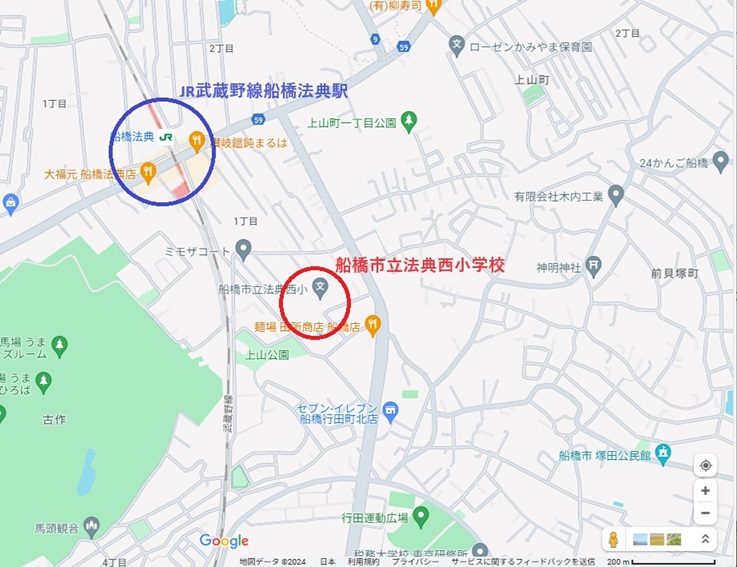 関菜々巳_船橋市立法典西小学校界隈のマップ