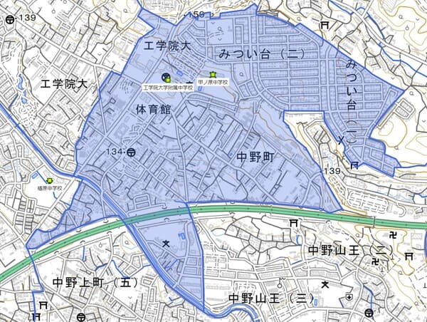 八王子市立甲ノ原中学校の校区