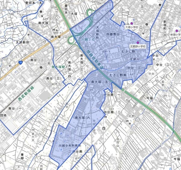 武蔵野小学校の通学区域