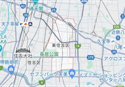 大阪府大阪市東住吉区の地図